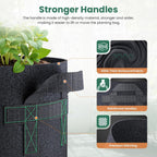 Jorvila 5-Pack 5 Gallon Grow Bags | Thickened Nonwoven Fabric Pots, Garden Grow Bags With Handles, Heavy Duty 300G Outdoor Planters