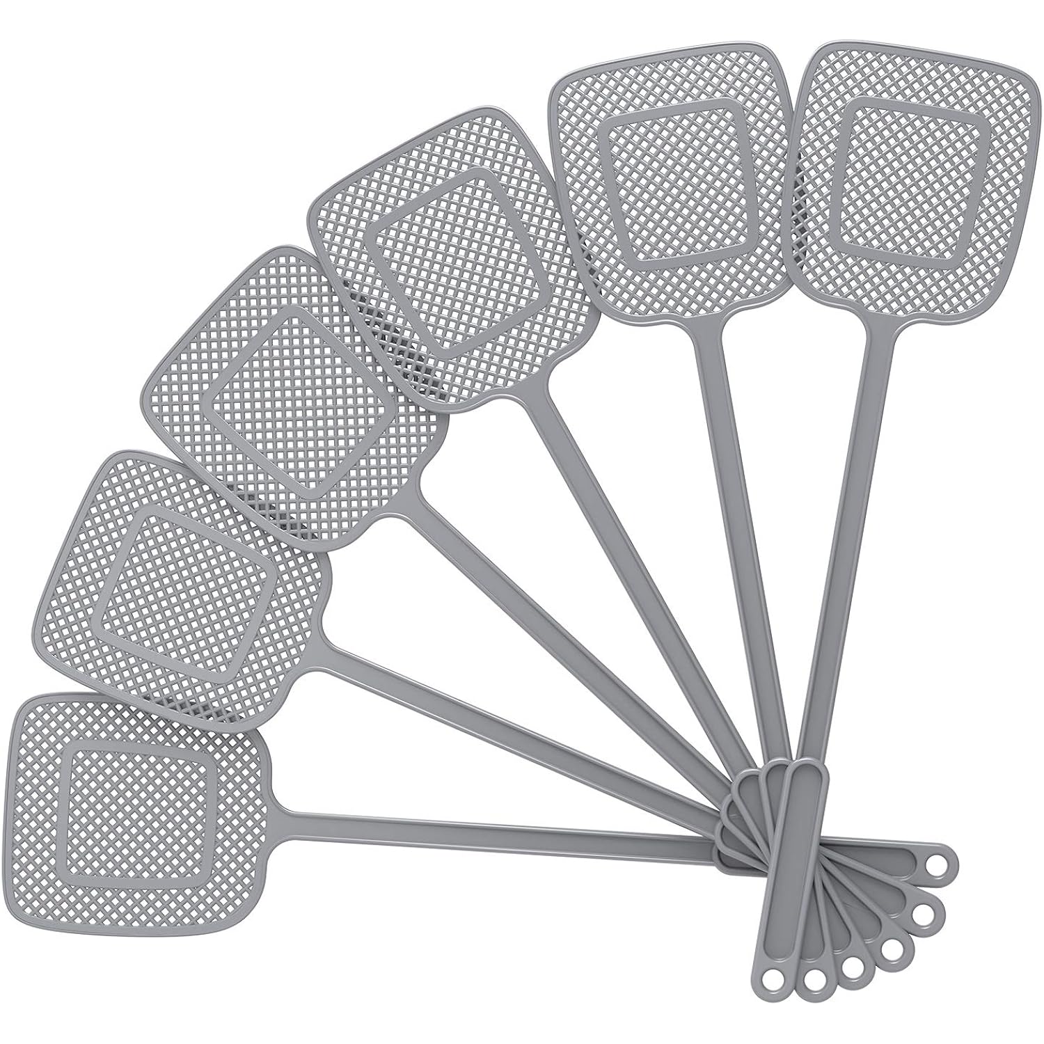 Mr.Siga Heavy Duty Long Handle Fly Swatter, Gray, 6 Pack | Fly Swatter For Indoors, Manual Fly Killer, Bug Swatter
