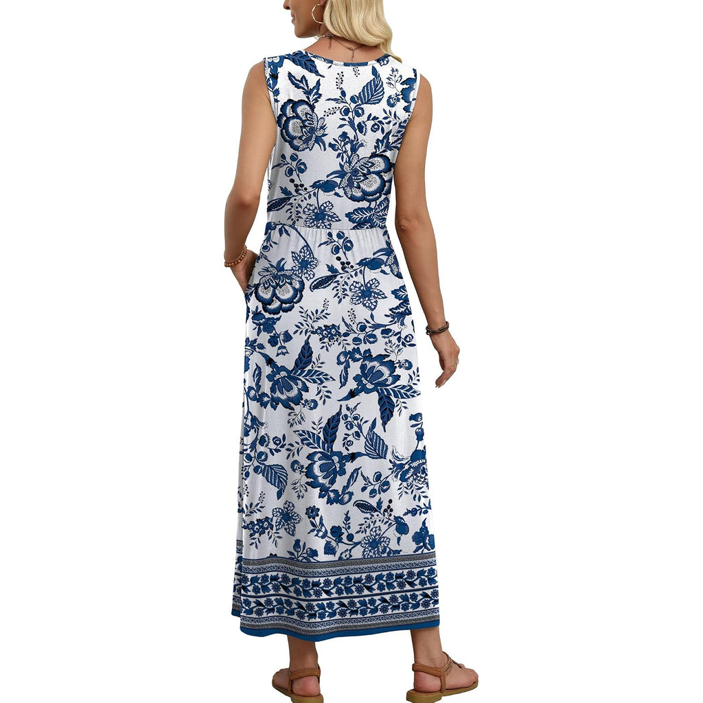 Wiholl Summer Dresses For Women 2026 Maxi Dresses Long Flowy A Line Sleeveless Sundresses With Pockets