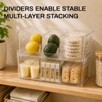 6 Pack Pantry Organizers And Storage,Clear Plastic Containers With 2 Dividers For Kitchen,Fridge Organization And Storage,Acrylic Bins For Pounches,Spice Packet,Snack Organzier