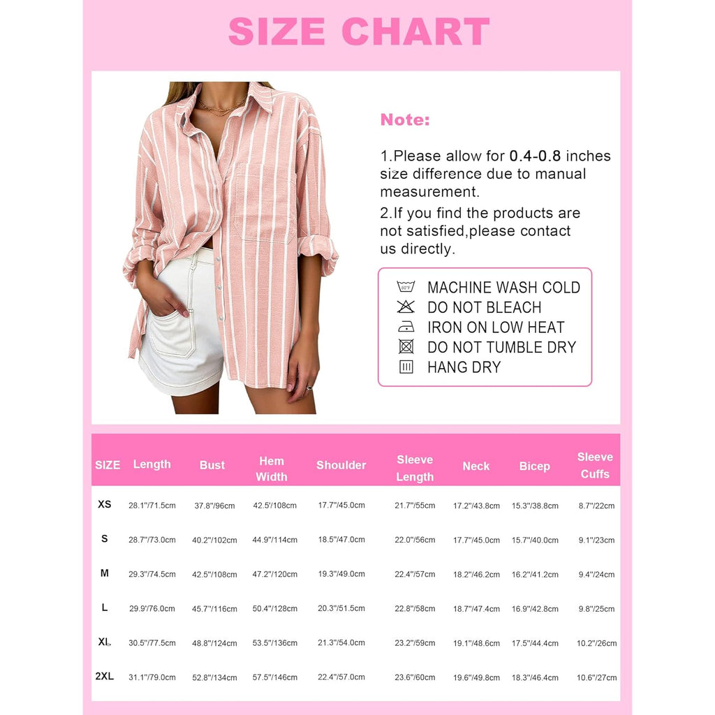 Oversized Button Down Shirts for Women Linen Shirt Long Sleeve Collared Blouses with Pocket Beach Vacation Outfit 2026