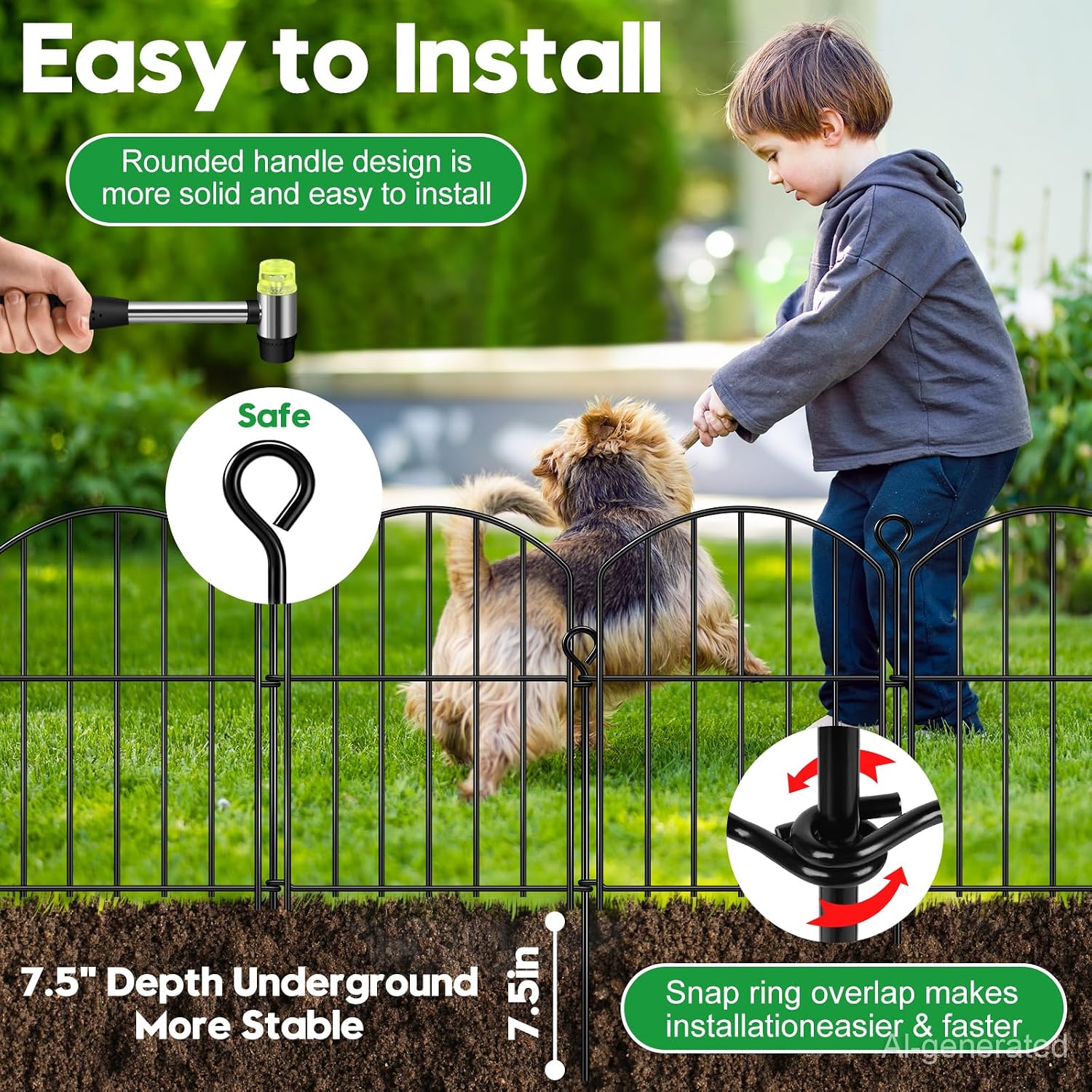 Decorative Garden Fence 17In (H) X10Ft (L),Arched Rustproof Metal No Dig | Small Fence For Dogs & Rabbit,Ornamental Animal Barrier For Flower Beds,Border Panels Fencing For Yard & Patio Outdoor Decor