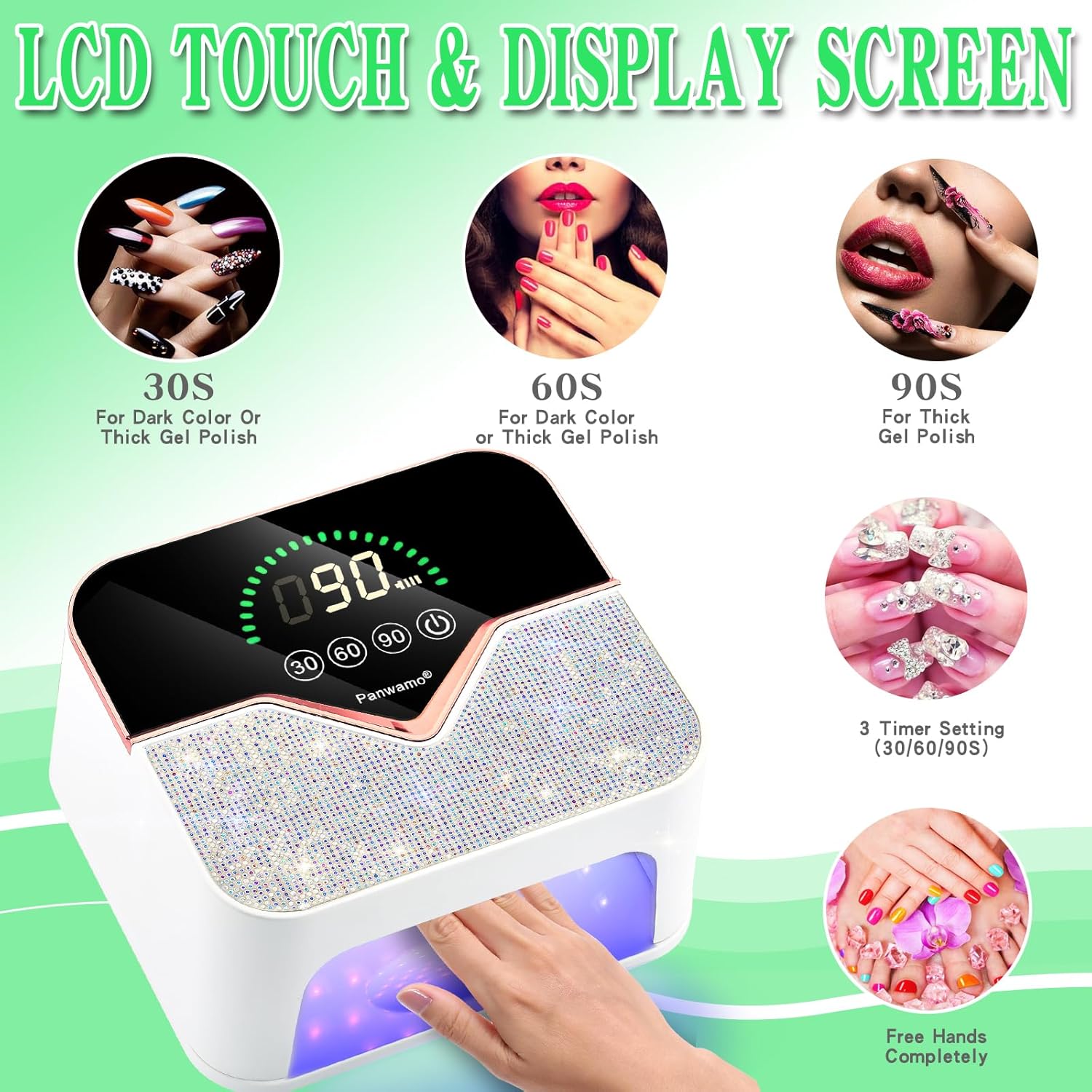 Rechargeable UV LED Nail Lamp, Cordless Nail Dryer for Gel Polish, UV Nail Lamp with 3 Timers Setting and LCD Touch Screen, Professional Curing Lamp Light with 45 Beads for Salon and Home