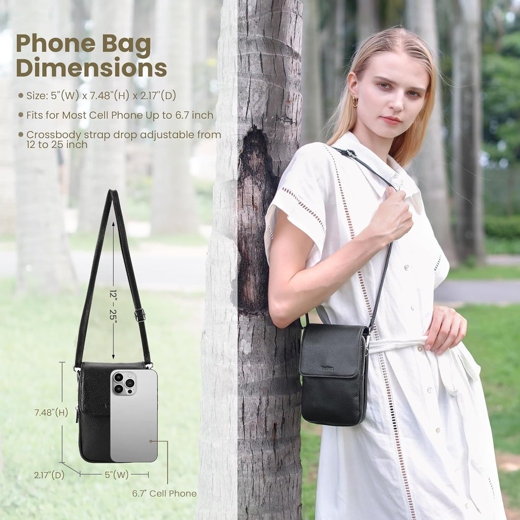 befen Genuine Leather Crossbody Bags for Women, Cell Phone Cross body Purse Bag with RFID Blocking Card Slots