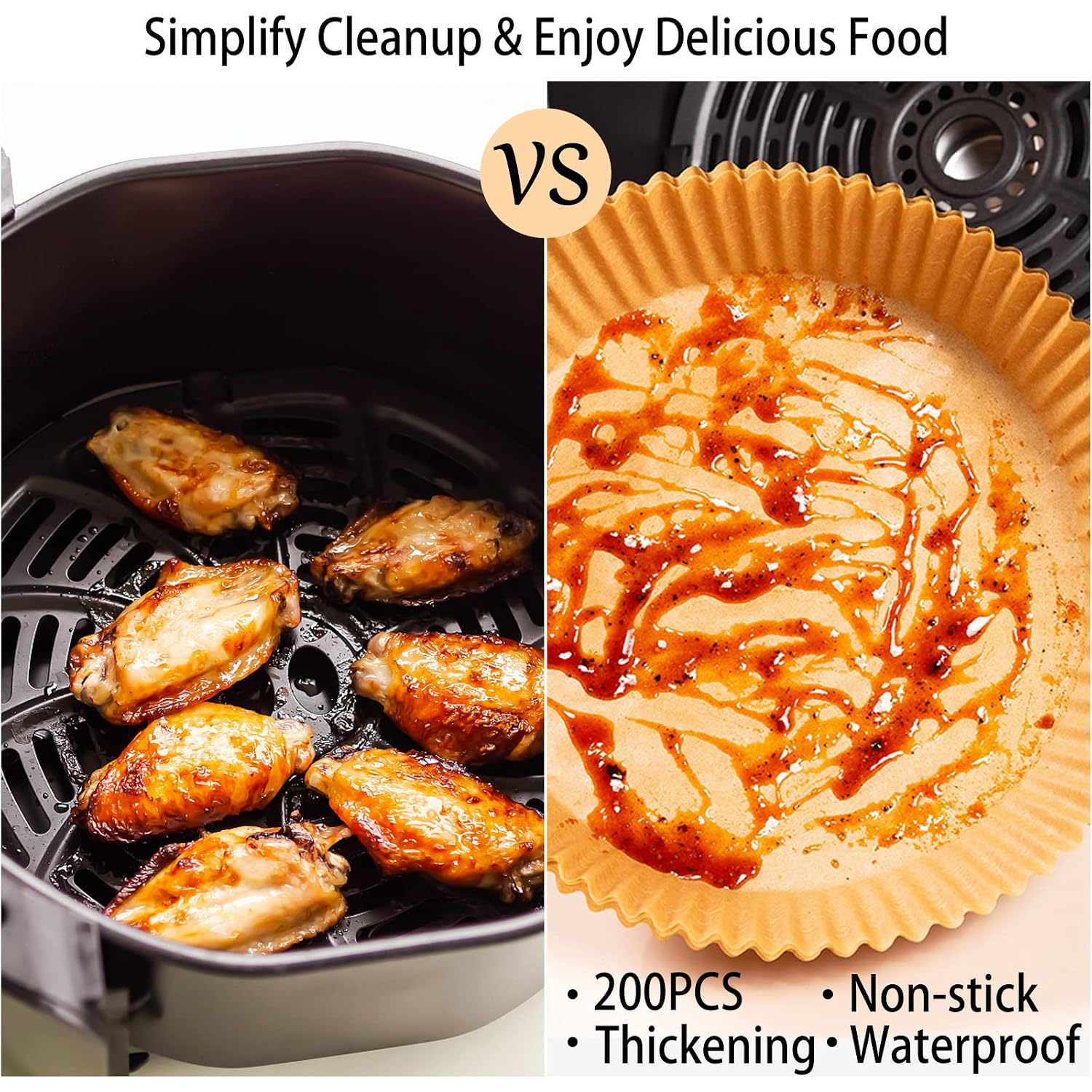 200Pcs Air Fryer Disposable Paper Liner, Round Non-Stick Air Fryer Liners Parchment Paper For Baking Roasting Microwave Oven (6.3 Inch)