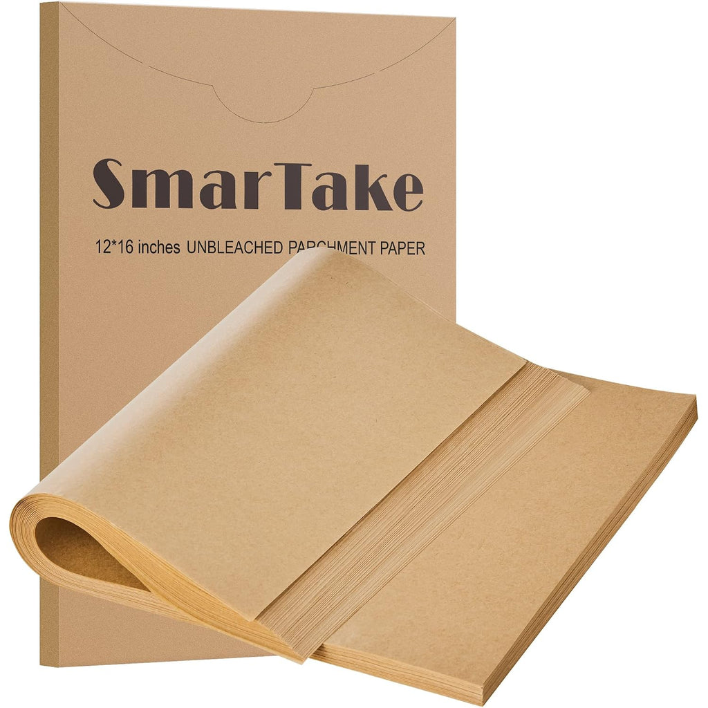 Smartake 200 Pcs Parchment Paper Baking Sheets, 12X16 Inches Non-Stick Precut Baking Parchment, For Baking Grilling Steaming Bread Cup Cake Cookie And More (Unbleached)