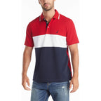 Nautica Men'S Short Sleeve 100% Cotton Pique Color Block Polo Shirt