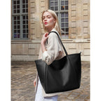 Kalidi Large Tote Bag Vegan Leather Casual Zipper Work Bag Weekender Hobo For Women 16L Oversize Shoulder Travel Purse