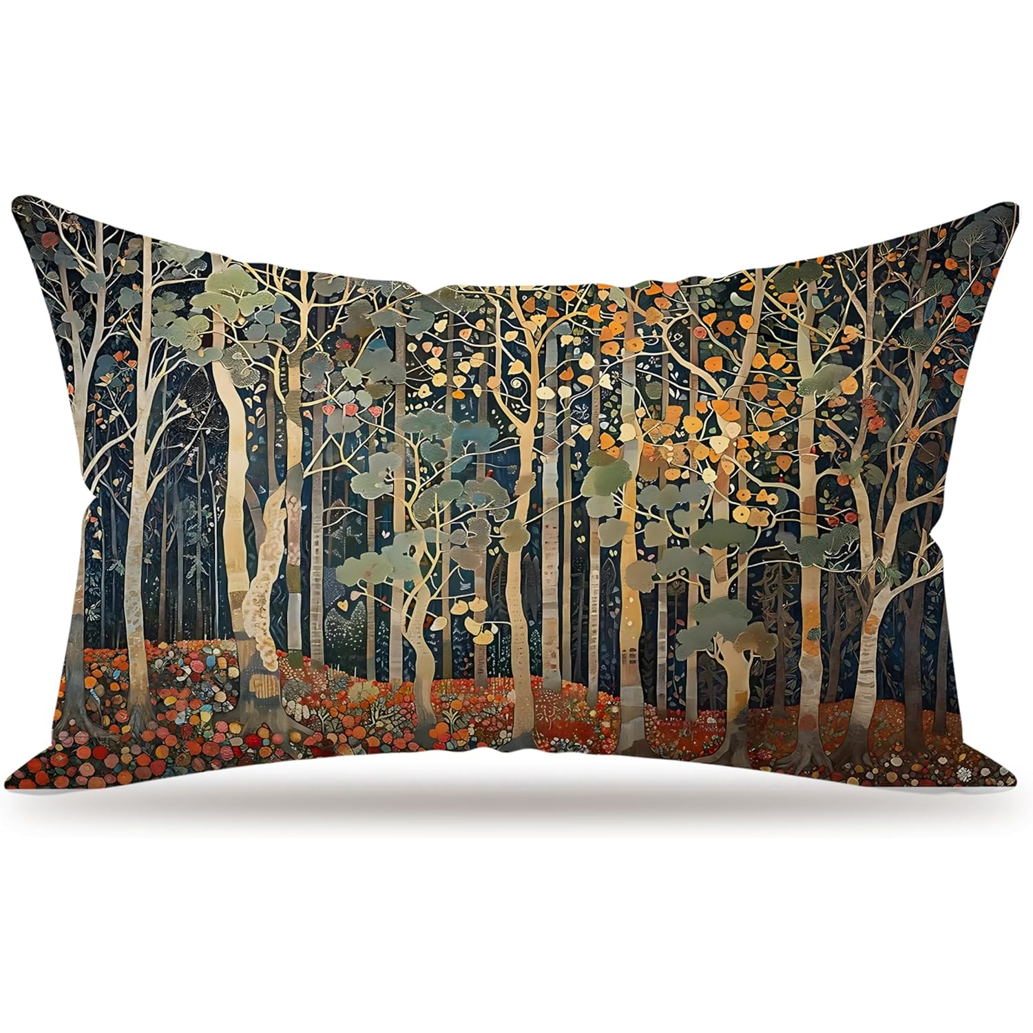 Rustic Autumn Forest Pillow Covers 20x12 Double-Sided, Fall Home Room Decor, Vintage Botanical Nature William Morris Inspired Decorative Throw Pillow Covers for Home Bedroom Living Room