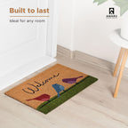 Coir Welcome Mat, Non-Slip, Colorful Birds, 17 X 29 In | Traps Dirt And Mud, Anti-Shedding, Durable Pvc Backing, 100% Natural Coir, Indoor And Outdoor Entryway, Easy To Clean