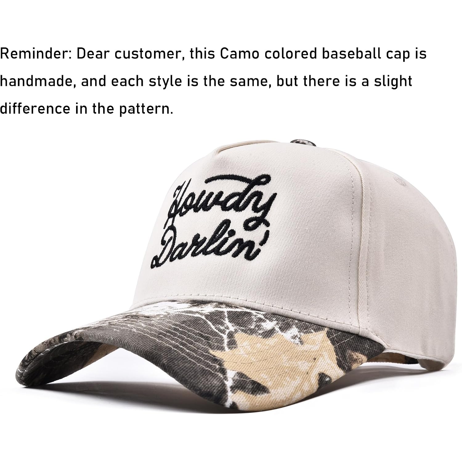 Howdy Darlin' Vintage Hat Two-Tone Funny Trucker Hat Trendy Embroidered Baseball Cap for Women Men Camo