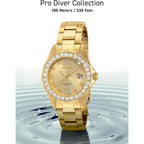 Invicta Women'S Pro Diver Crystal Accented 18K Ion-Plated Stainless Steel Watch
