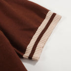 Oxknit Mens Retor Polo Striped Brown V-Neck Knitted Shirt 1960S Mod Style Vintage Collared T Shirt