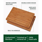 Royal Craft Wood Wooden Cutting Boards For Kitchen Meal Prep & Serving - Non Toxic Bamboo Wood Cutting Board Set With Deep Juice Groove Side Handles - Charcuterie & Chopping Butcher Block For Meat