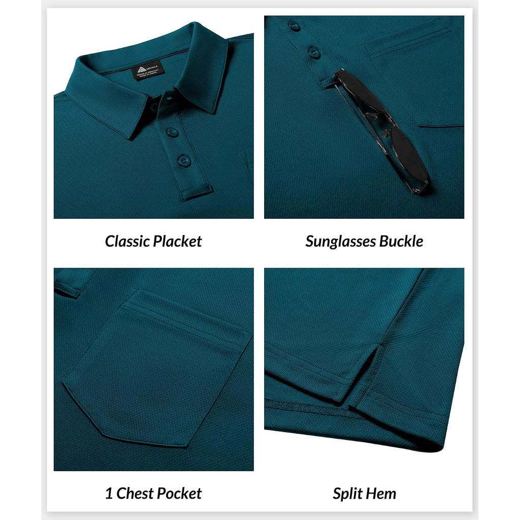 Scodi 7 Pack Polo Shirts For Men With Pocket Moisture Wicking Golf Polo Shirt Short Sleeve Outdoor Work Tactical Tshirt