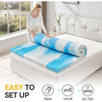 Sinweek 2 Inch Egg Crate Memory Foam Mattress Topper Twin Size, Soft Mattress Pad For Back Pain Relief, Bed Topper, Certipur-Us Certified, Blue
