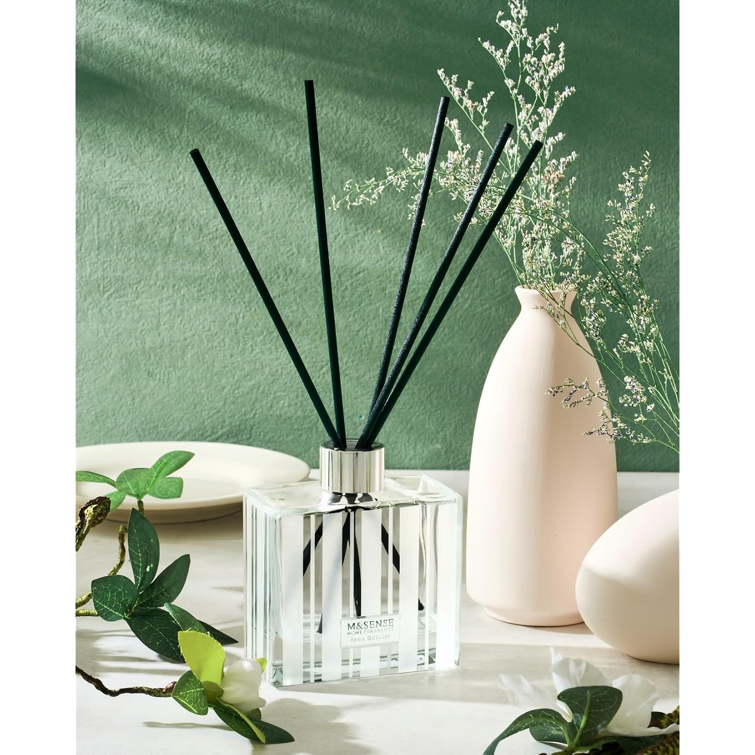 M&Sense Cinnamon Vanilla Reed Diffuser Set - 7.04Oz Scent Diffusers For Home, Natural Essential Oil Diffuser With Sticks, Housewarming Diffuser Gift For Bathroom Bedroom & Office