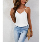 ETOSELL Silk Satin Tank Tops for Women V Neck Cami Summer Sleeveless Camisoles Adjustable Spaghetti Straps Blouses