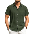 Alimens & Gentle Mens Linen Shirts Short Sleeve Button Down Shirts Wrinkle Free Casual Vacation Beach Summer Tops
