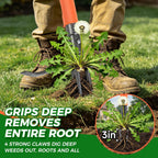 Stand Up Weed Puller Tool, 4-Claw Steel Head Deep Root Extractor With Dual-Eject Design, Real Bamboo Long Handle & Metal Anti-Slip Pedal, No Bending Dandelion Remover For Garden Lawn Yard