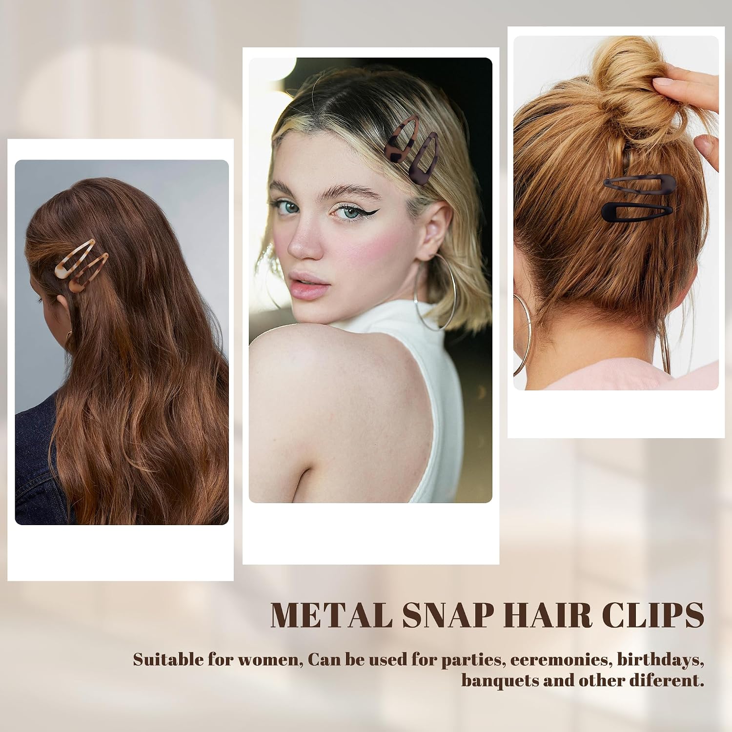 Small Hair Barrettes For Women No Slip Metal Snap Clips For Thin And Fine Hair,Matte Black Tortoiseshell,20 Pcs,1.97 X 0.5 Inch.