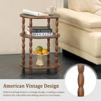 Side Table, 3-Tier Small End Table, Modern Oval Night Stand Accent Table For Living Room, Bedroom, Rustic Brown