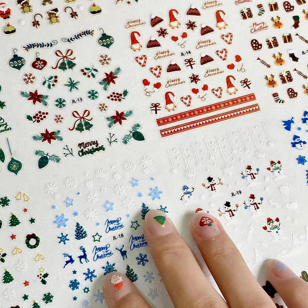 Christmas Nail Art Stickers 30 Sheets Christmas Nail Decals 3D Self Adhesive Santa Claus Elk Snowman Christmas Tree Nail Art Supplies Winter Nail Stickers for Women DIY Acrylic Nail Decorations