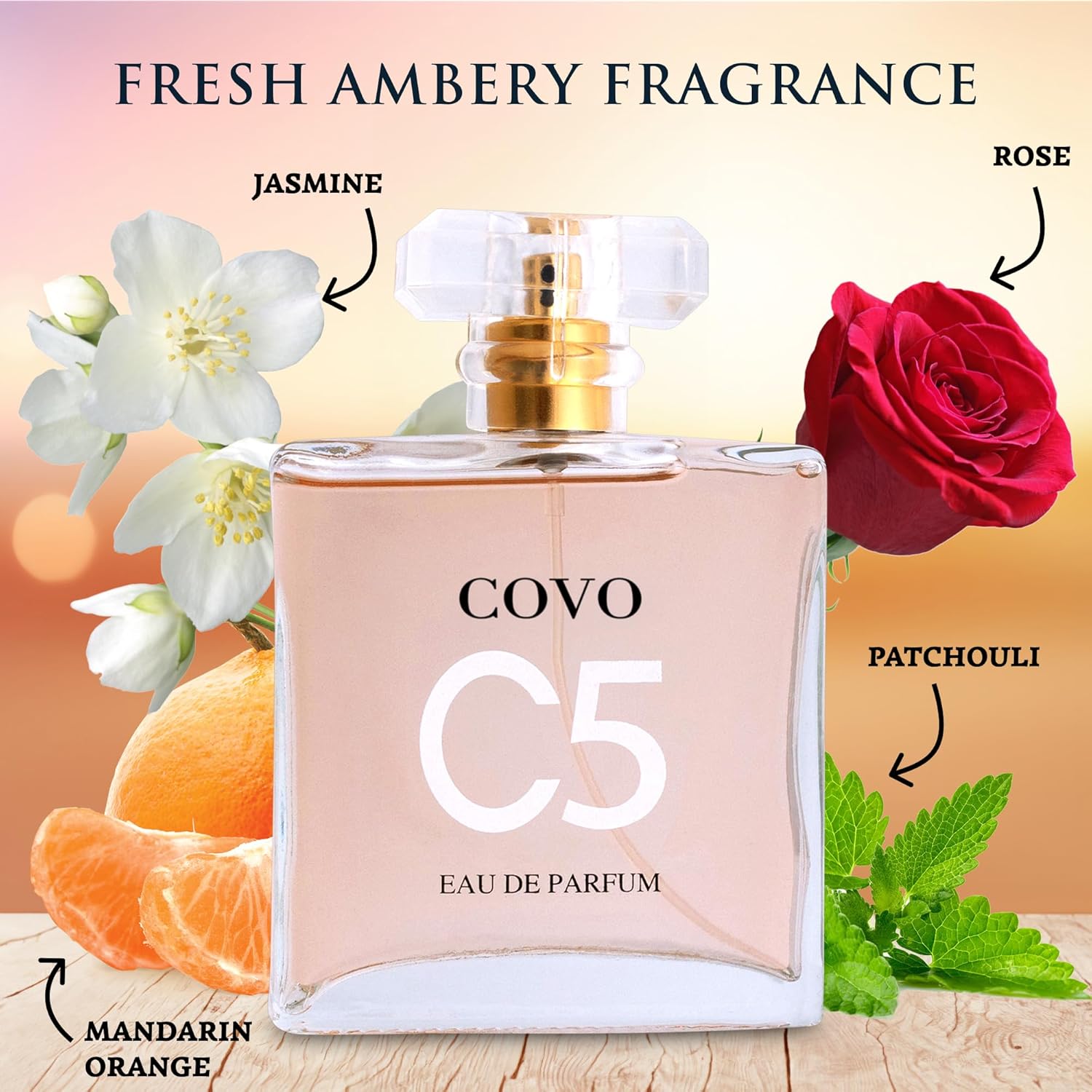 URBAN COLLECTION Covo C5 for Women Eau De Parfum 3.3 fl oz- Pure Femininity in a Bottle - Delicate Floral Scents of Jasmine and May Rose - Cruelty-Free Perfume Precious Gift for Women
