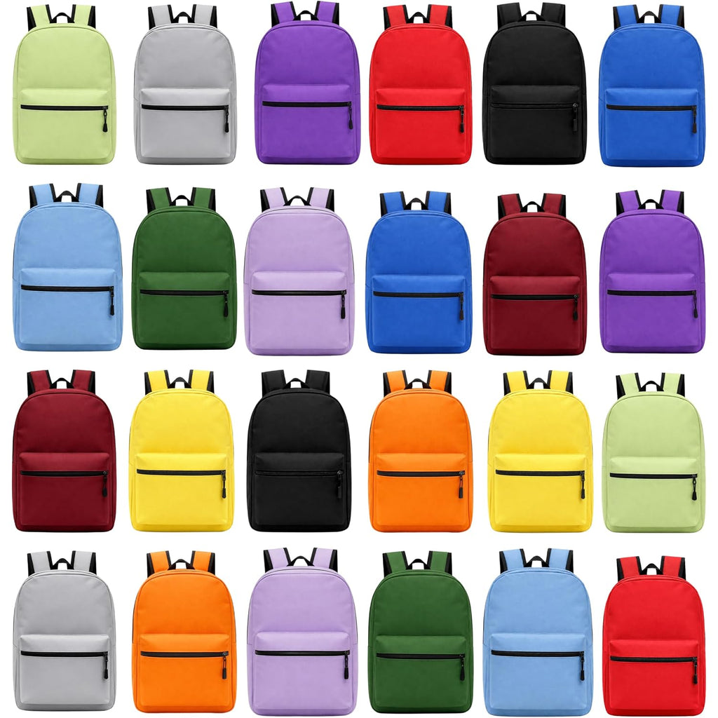 Winterlace 24 Pack Backpack, Bulk 17 Inch Lightweight Outdoor Travel Gym Corporate Events Bag (Assorted)