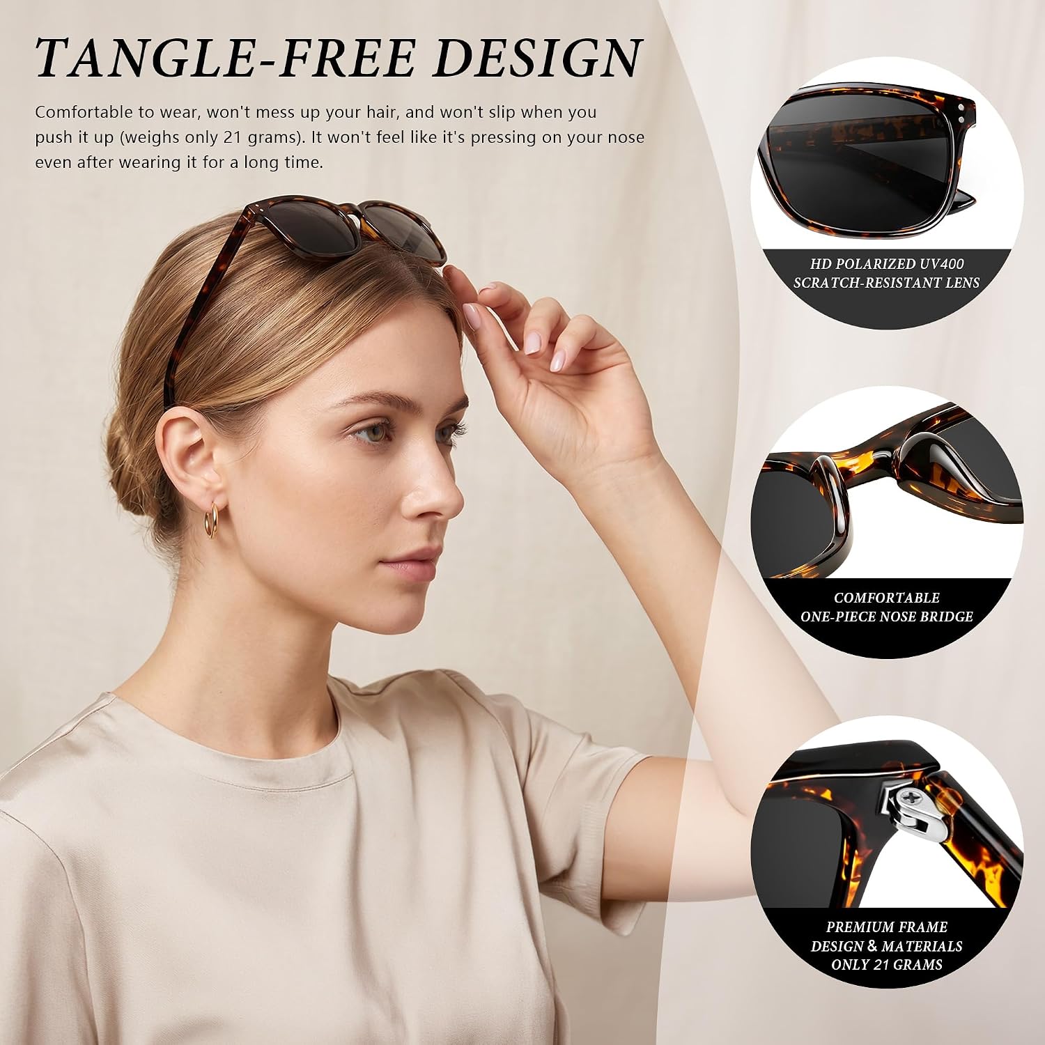 Polarized Square Sunglasses for Women 3 Pack–Trendy Retro Rectangle UV400 Protection Lightweight for Travel Driving A3 Transparent Brown+brown Gradient+dark Tortoise Grey(3 Pack)