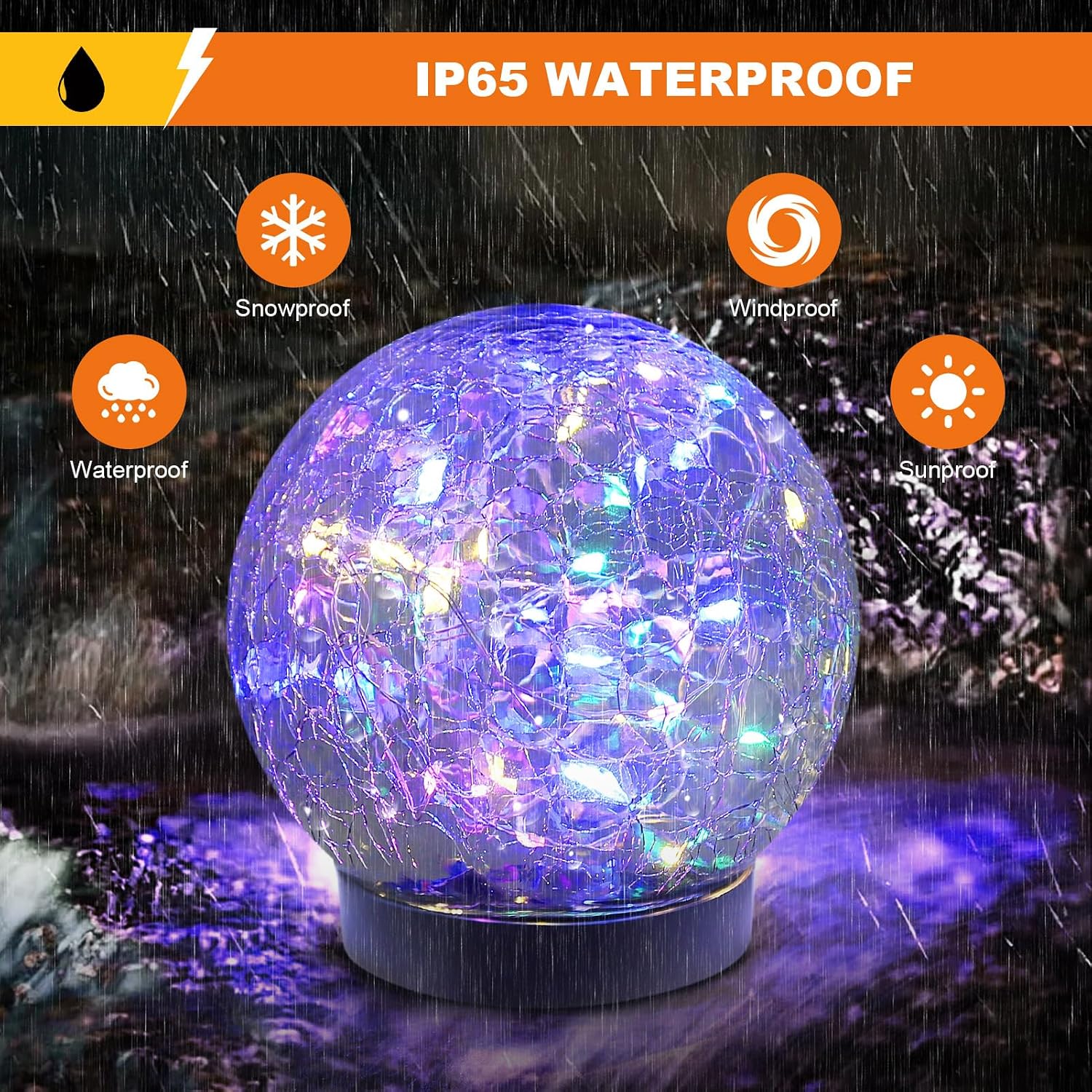 Solar Globe Lights Outdoor Waterproof-Solar Balls-Solar Garden Lights Orbs | Solar Globe Lights For Outside 6 Pack Cracked Glass Ball For Lawn Patio Yard Backyard Decorations