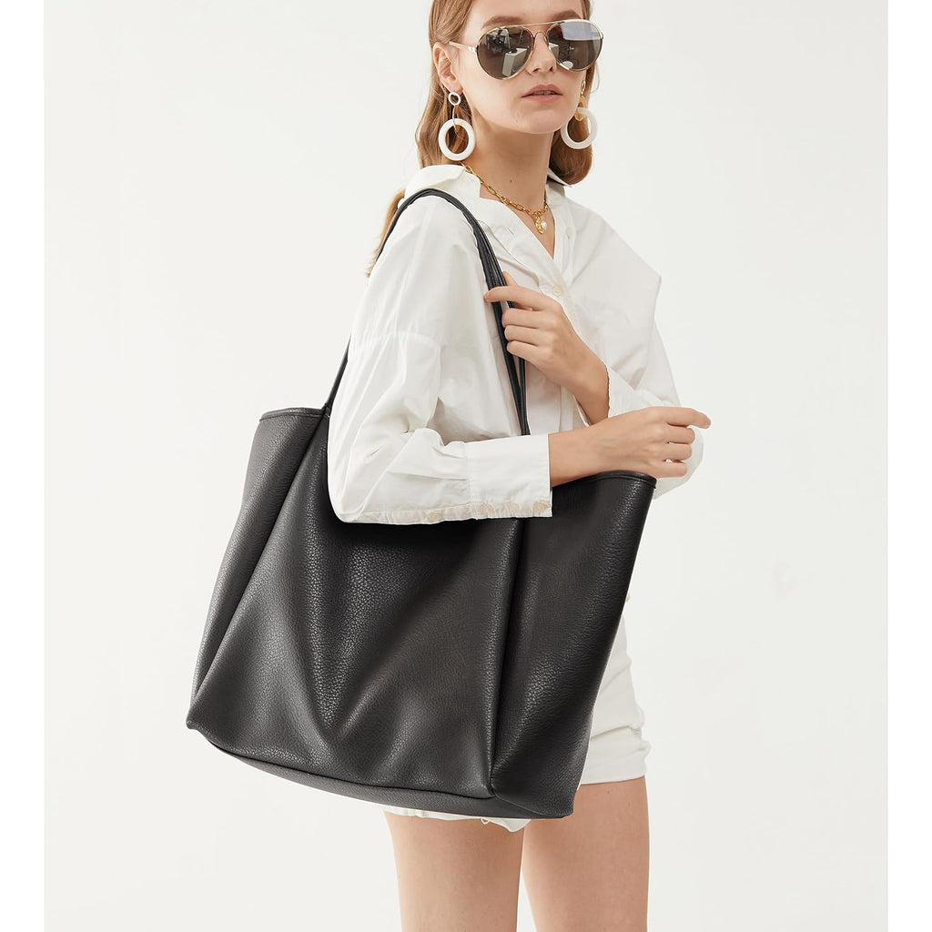 Oversize Pu Leather Tote Women Weekender Bag Shopper Handbag Travel Purse