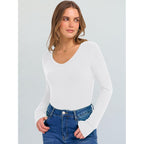 Anrabess Long Sleeve V Neck Shirts For Women | Soft Comfy Ribbed Knit Fitted Tshirts, Casual Going Out Tops, 2026 Trendy Basic, Fall Winter Underscrub Layering Clothes