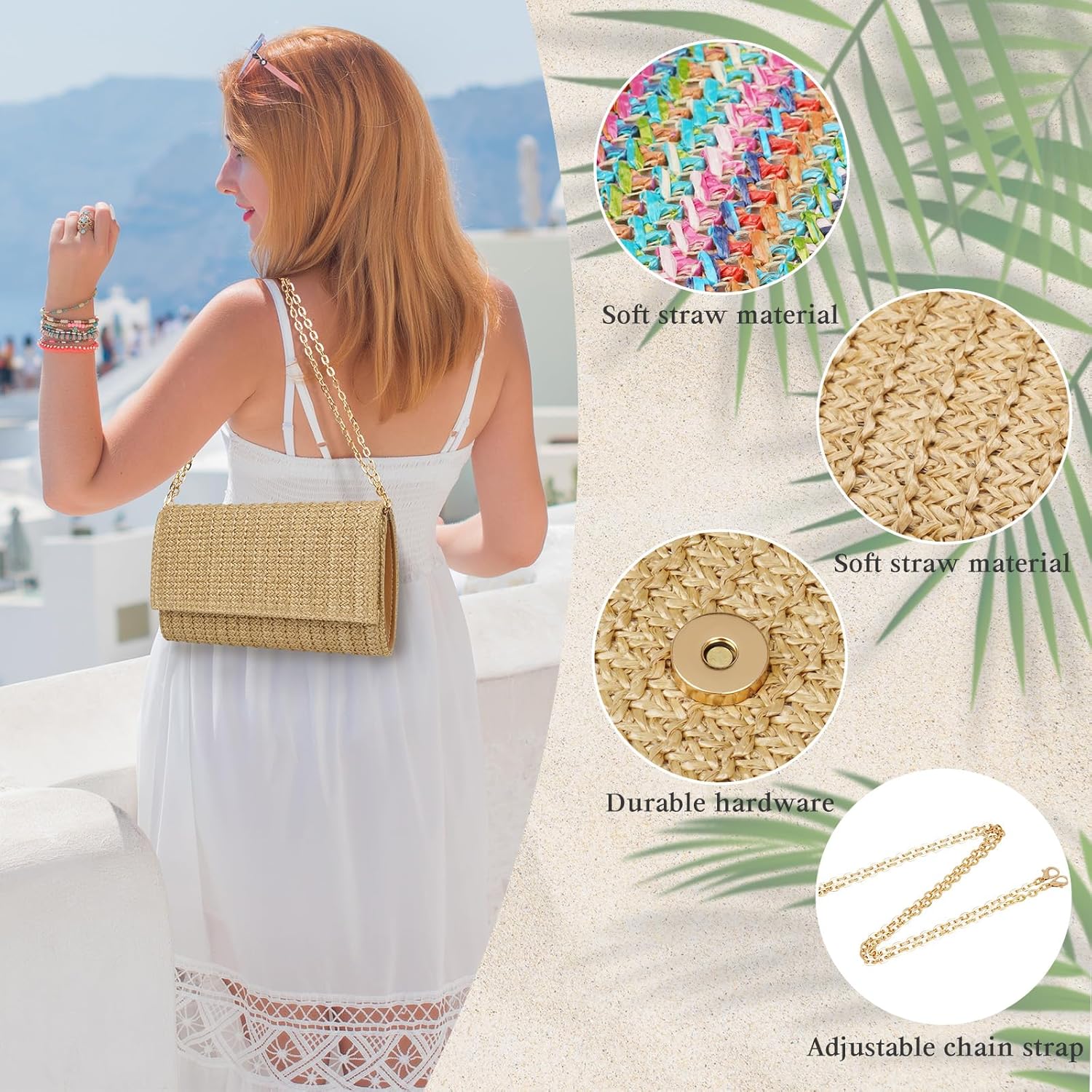 Kseymeir Straw Clutch Purse Shoulder Crossbody Bag Envelope Purse Raffia Handbag for Summer Beach Travel 2026 Trendy | Straw, Summer, Beach, Travel, Trendy