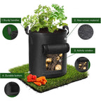Cavisoo 5-Pack 10 Gallon Potato Grow Bags, Garden Planting Bag With Reinforced Handle, Thickened Nonwoven Fabric Pots For Tomato, Vegetable And Fruits