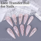 White Lace Nail Foil Transfer Stickers, 10 Rolls Nail Lace Flowers Stickers Design Holographic Nail Foils Transfer Paper Nail Art Decals for Women DIY Acrylic Nails Manicure Wraps Salon Decoration