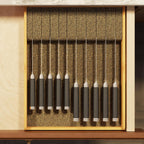 Spaceaid Large Knife Drawer Organizer Bamboo Insert Dock, Kitchen Steak Knives Holder Organizers Block For Drawer In Storage Organization (Large)
