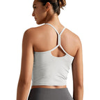 ODODOS Women's Slim Racerback Cropped Tank - odSTRATUM Tech Sports Bra, Ultra Soft UPF 50+ Cami Top with Built-in Bra