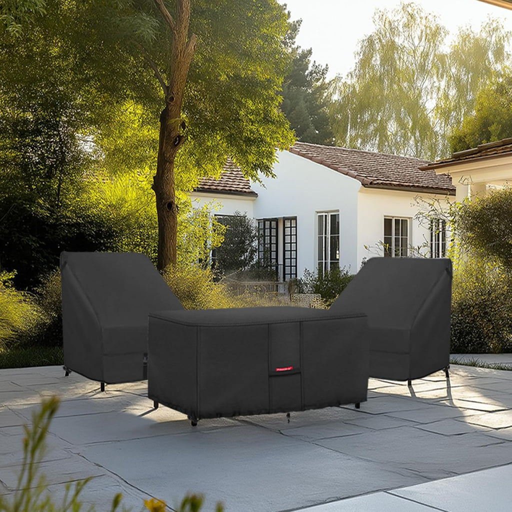 Porch Shield Patio Fire Pit Cover - Waterproof 600D Outdoor Rectangular Gas Fire Table Cover Deck Box Protector - 44 X 26 Inch, Black