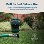 Orbit H2O-Six Gear-Drive Sprinkler On Metal T-Spike - Customizable Lawn Watering Coverage - Multi-Pattern Rotating Head With Adjustable Spray Range - Durable Outdoor Yard Irrigation Sprinkler - 58573