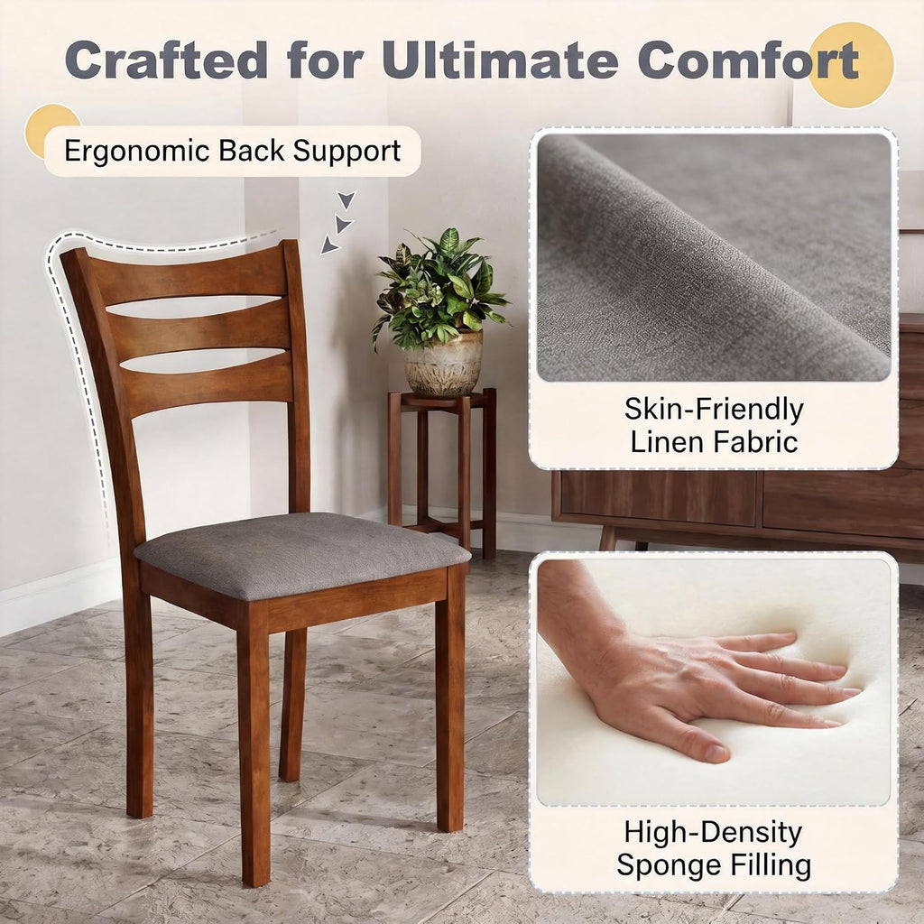 Costway 5-Piece Dining Table Set For 4, Kitchen Table W/Upholstered Chairs | Rectangular Table, Rubber Wood Frame, Farmhouse, Space-Saving Design For Small Apartment & Breakfast Nook