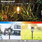 Solar Pathway Lights, 8 Pack Led Solar Lights Outdoor Waterproof, Glass Metal Garden Lighting For Yard Path Landscape Lawn Walkway Driveway, 3000K