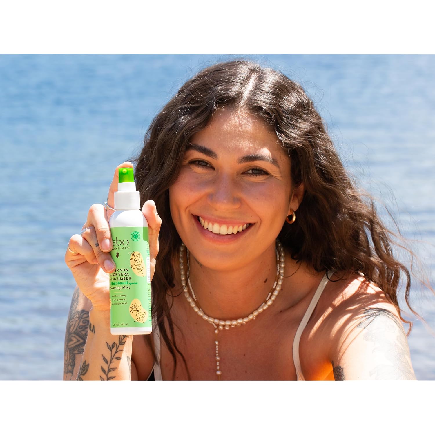 Babo Botanicals After Sun Soothing Mist - Aloe Vera & Cucumber - For Face, Body & Sensitive Skin - Non-Aerosol - No-Touch Application - Ewg Verified - Alcohol-Free - Scented With Cucumber Extract