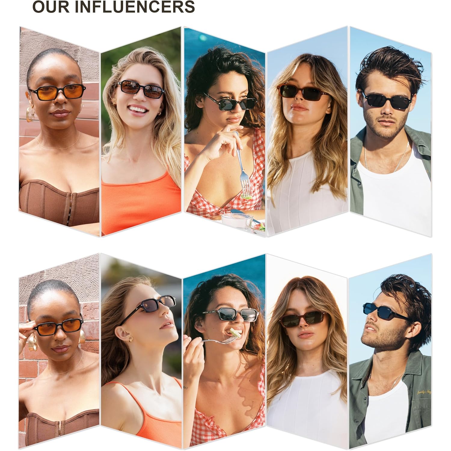 SOJOS Trendy Rectangle Polarized Sunglasses Womens Mens, Small Retro Fashion Thin Slim Square Sunnies SJ2610
