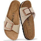 Project Cloud 100% Genuine Leather Sandals Women Dressy Beach Essentials Slides For Women Footwear - Lightweight With Memory Foam Insole Sandals For Women 2026 - Womens Slides