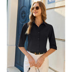 Button Down Shirts for Women: Slim Fit Stain Shield 3/4 Sleeve Dress Shirt Formal Work Button Up Blouses