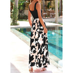 Kirundo Women Summer Maxi Dress Boho Long Sundress, Sleeveless Floral Flowy A Line Scoop Neck Tank,Beach Vacation Resort Wear