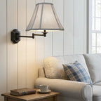 Square Cut Corner Bell Lamp Shades Set Of 2, 6.5" X 13"X 10.5", Gray | Medium Replacement Lampshades, Natural Linen Handcrafted, Include 2 Lamp Harps, Fits E26 & Saddle Base, Easy Assembly