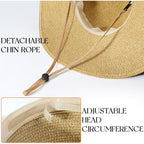 Beach Sun Hats for Women,Wide Brim Straw Hat Floppy Packable UPF 50+ UV Protection with for Summer