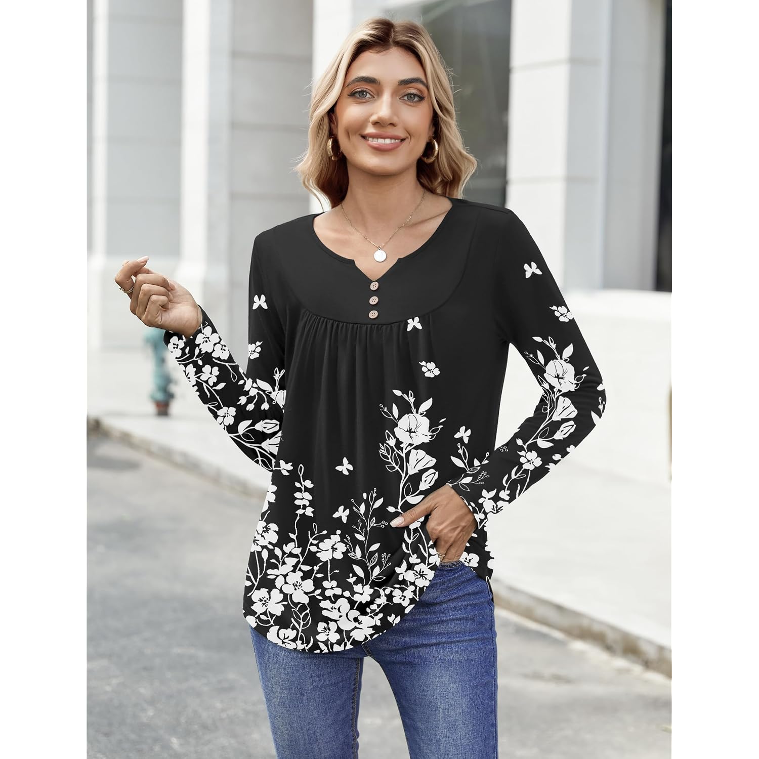 Zeagoo Womens Tops Long Sleeve Shirts Boho Tops For Women 2026 Fall Blouses Ladies Sweatshirts Spring Fashion Clothing